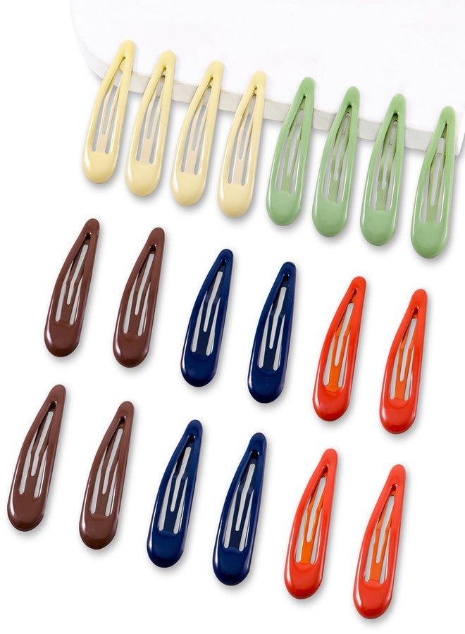 Cptots 20 PCS Metal Snap Hair Clips Water Drop No Slip Barrettes for Women Bright Small Hair Clips For Thick And Thin Fine Hair,Green Red Brown Yellow Dark Blue,1.97 x 0.5 In. - Image 1